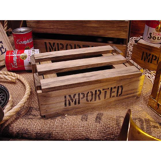 スカシBOX Mサイズ ■ アメリカ雑貨 アメリカン雑貨 アンティーク風木箱 木箱 蓋付き ハンドメ...