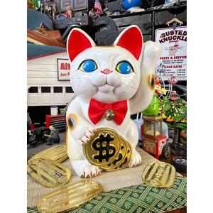 アメリカ版招き猫 ダラーキャット 日本の招き猫職人さんによる常滑焼の招き猫　日本製　国産　縁起物　幸...