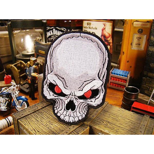 アメリカンバイカーズワッペン　（Skull Red Eyes）　アメリカ雑貨　アメリカン雑貨　アイロ...