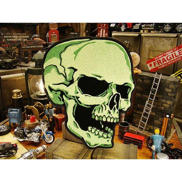 アメリカンバイカーズワッペン　（Green Skull Right　XXL）　アメリカ雑貨　アメリカ...