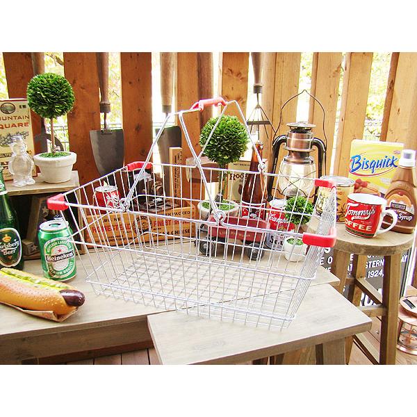 ダルトン　マーケットバスケット　Lサイズ　（クロームボディ/レッド）　■　アメリカン雑貨　アメリカ雑...