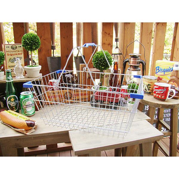 ダルトン　マーケットバスケット　L　（クロームボディ/ブルー）　■　アメリカン雑貨　アメリカ雑貨　D...