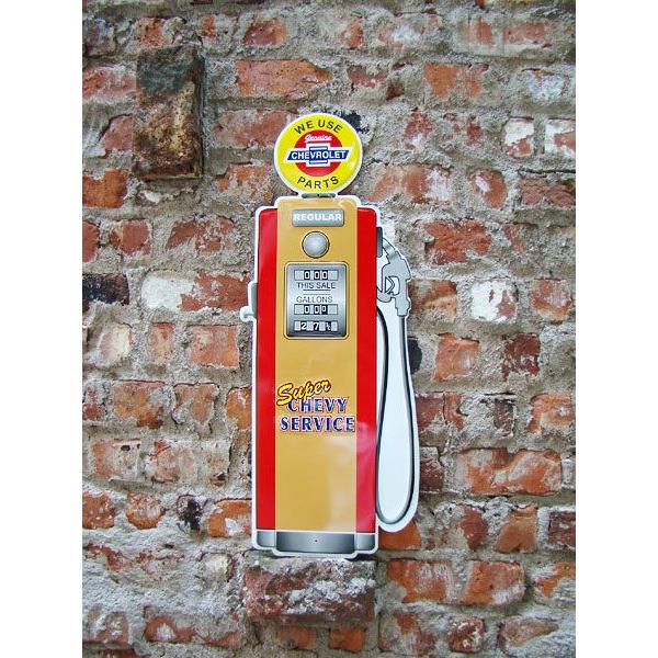 ガスポンプ型　ブリキ看板　（シボレー）　アメリカ雑貨　アメリカン雑貨　サインプレート　ティンサインボ...