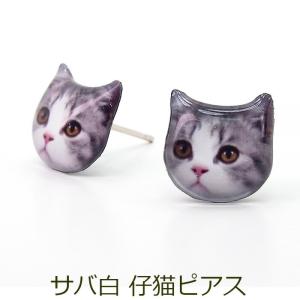 ピアス 猫 顔 シルバータビ ホワイト サバ白 白キジ フジ猫 仔猫 ネコ スタッド 金属アレルギー対応 Fa 004 1個売りピアスの専門店 Can Lino 通販 Yahoo ショッピング
