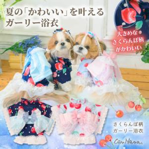 浴衣 犬服 夏 サマー さくらんぼ フリル レース リボン 小型犬 女の子 きゃんナナ 1186