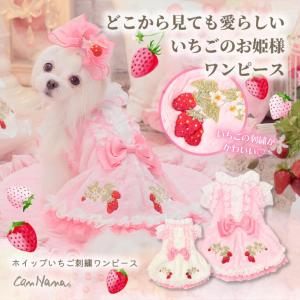 犬 犬服 秋冬服 ドックウェア ワンピース いちご かわいい フリフリ 小型犬 ブランド きゃんナナ 1199