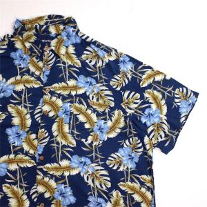 puritan 半袖レーヨンアロハシャツ メンズUS-3XLサイズ ネイビー ハイビスカス総柄 ハワイアン as-0071n｜canopus-web-shop