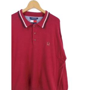 Tommy Hilfiger トミーヒルフィガー 襟付き コットンニットセーター エンジ系 メンズUS-Lサイズ hs-6544｜canopus-web-shop