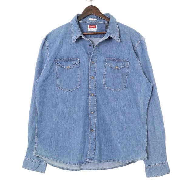 Wrangler ラングラー 長袖デニムシャツ ストレッチ素材 スナップボタン メンズUS-2XL ...