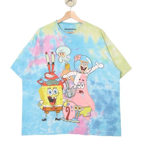 nickelodeon スポンジボブ タイダイ染め クルーネック半袖プリントTシャツ メンズUS-2...