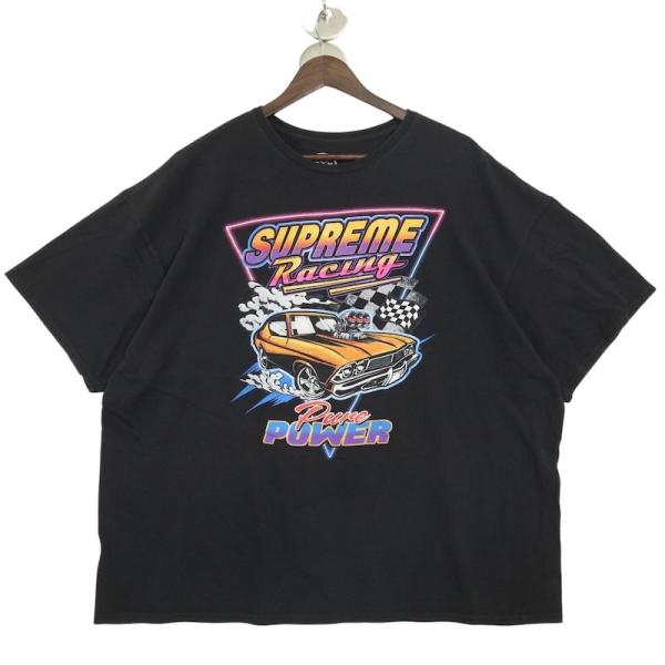 ODM クルーネック半袖プリントTシャツ メンズUS-3XL SUPREME RACING ブラック...