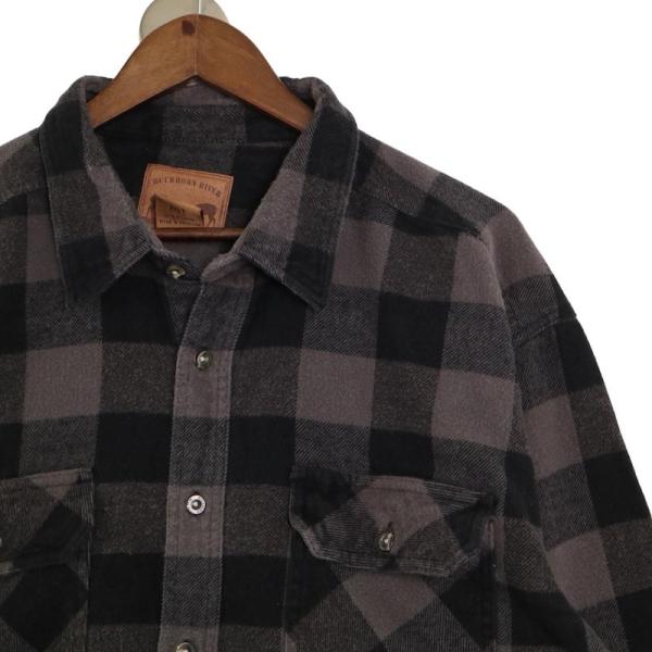 BUCKHORN RIVER 長袖 ヘビーフランネルシャツ 古着 メンズUS-2XLTサイズ ブラッ...