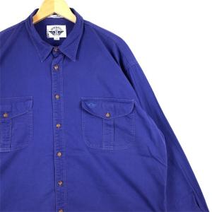 80's 90's DOCKERS ドッカーズ 長袖コットンシャツ メンズUS-XLサイズ ネイビー ナス紺 Levi's リーバイス ビンテージ sh-3547n｜canopus-web-shop