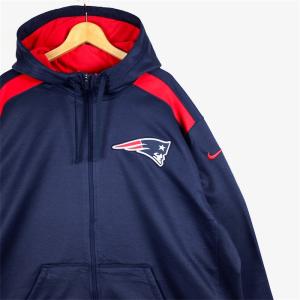 特大 NIKE × NFL ナイキ 長袖ジップアップパーカー THERMA-FIT メンズUS-3XLサイズ New England Patriotsワッペン ネイビー sh-3996｜canopus-web-shop