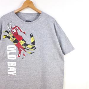 OLD BAY Seasoning 半袖プリントTシャツ メンズUS-XLサイズ クルーネック 杢グレー カニ オールドベイ スパイス t-1698｜canopus-web-shop