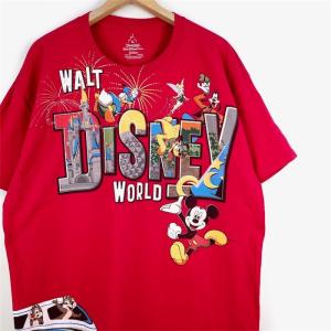ディズニー 半袖プリントTシャツ メンズUS-XLサイズ ミッキーマウス ドナルド グーフィー プルート ティンク チップ＆デール レッド t-1999n｜canopus-web-shop