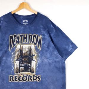 DEATH ROW RECORDS オフィシャル ムラ染め半袖プリントTシャツ メンズUS-3XLサイズ相当 2PAC スヌープドッグ HIPHOP RAP-TEE 古着 t-2375n｜canopus-web-shop