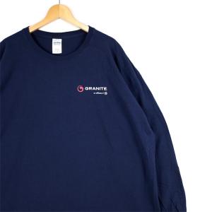 GILDAN ギルダン クルーネック長袖プリントTシャツ メンズUS-3XLサイズ ネイビー General Electric ロンT 企業物 アドバタイジング t-2528n｜canopus-web-shop