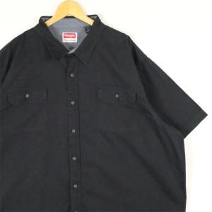 古着 大きいサイズ ラングラー 半袖ワークシャツ アメカジ メンズUS-3XLサイズ 無地 黒 ブラック系 tn-1256n｜canopus-web-shop