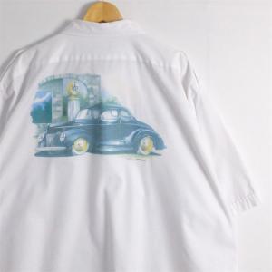 古着 超大きいサイズ 00's Edwards バックプリント付き 半袖ワークシャツ カープリント メンズUS-2XLサイズ 白 ホワイト系 tn-1851n｜canopus-web-shop