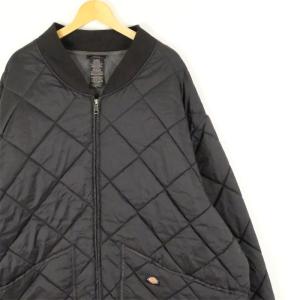 古着 超大きいサイズ ディッキーズ Dickies フルジップ 中綿キルティングジャケット メンズUS-5XLサイズ 黒 ブラック系 tn-2095｜canopus-web-shop