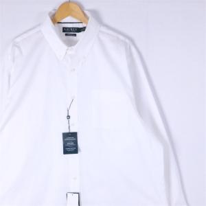 古着 大きいサイズ 未使用 ローレン ラルフローレン 長袖ボタンダウンシャツ メンズUS-2XLサイズ 無地 白 ホワイト系 tn-2104n｜canopus-web-shop