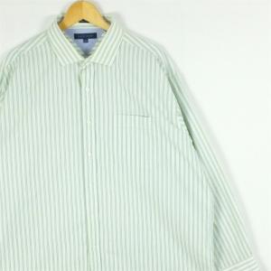 古着 大きいサイズ トミーヒルフィガー 長袖ボタンダウンシャツ メンズUS-2XLサイズ ストライプ柄 ミントグリーン系 tn-2211n｜canopus-web-shop