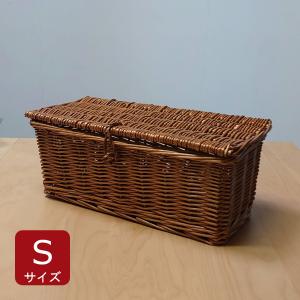 スリムバスケット 蓋つき Sサイズ 柳 小さい トイレットペーパー 小物入れ IS-5989｜caperock1900