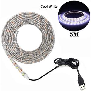 USB電源LEDストリップライト、防水5M 60LEDs/m SMD 3528 5V 冷たい白いデスクトップコンピュータのスクリーンバックラ｜caply