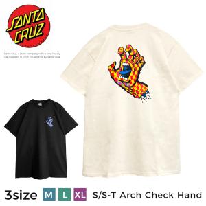 SANTA CRUZ 半袖 サンタクルーズ Arch Check Hand Santa Cruz スクリーミングハンド Tシャツ メンズ ブラック ホワイト santa085｜capsule091