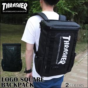 スラッシャー リュック メンズ レディース THRASHER 通学 送料無料 スケボー バッグ バックパック デイパック リュック ボックス スクエア 黒 ブラック