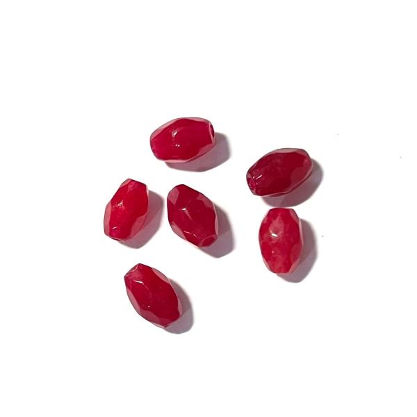 天然石ビーズ　ナツメ型　ルビー　６個入り　ダイヤモンドカット