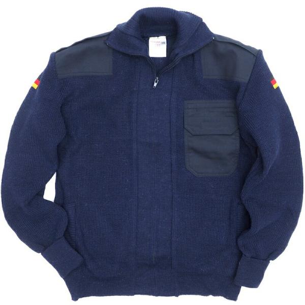 KEMPTON Woolly Pully フロントジップセーター [ドイツ国旗パッチ付] [NAVY...