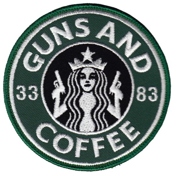 Military Patch（ミリタリーパッチ）GUNS AND COFFEE  ワッペン フック付...
