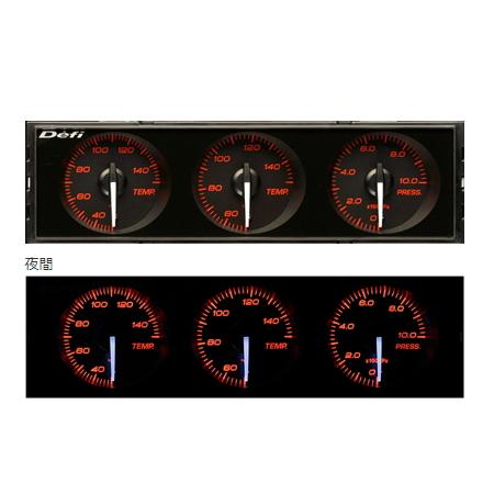Defi デフィ DF14402 DIN-Gauge 3連メーター 温度計2個、圧力計1個 黒文字板...