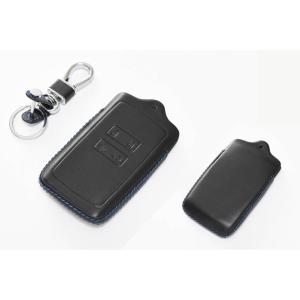 CodeTech LE-RE-001BB レザーキーカバー for ルノー ブラック×ブルー スマートキーケース ルーテシアIV、キャプチャー、メガーヌIV、アルカナ、カングーIII KF