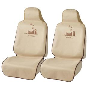 防水 シートカバー 前席 フロント 汎用 軽自動車 普通車 座席 運転席 助手席 兼用 カーシートカバー 2枚セット FN 猫 パンチ ベージュ ボンフォーム 4066-10BE｜カープロ Yahoo!店
