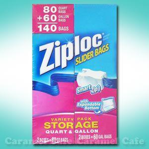 Ziploc ジップロックスライダーバッグ SLIDER BAGS 保存用バッグ バラエティパック計140枚 耐冷-70度｜caramelcafe