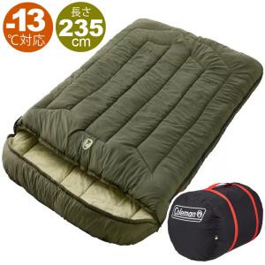 あすつく Coleman コールマン ハドソンダブル 2人用 寝袋 グリーン -13℃ 封筒型 スリーピングバッグ アウトドア シュラフ キャンプ 軽量 洗濯機洗い可 秋 冬用