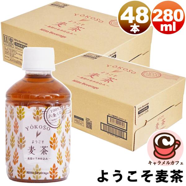 2箱セット ようこそ麦茶 280ml 48本 75890 六条大麦 黒部 名水 北アルプス ノンカフ...