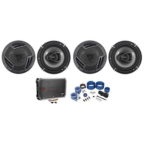 (4) Rockville RV6.3A 6.5インチ 1500w 3-Way Car スピーカー+...