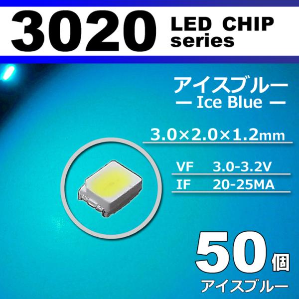 ＬＥＤチップ ３０２０ アイスブルー 水色 ５０個セット ＳＭＤ ＬＥＤ 打ち替え エアコンパネル ...