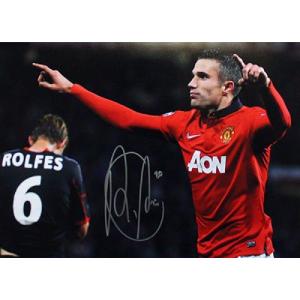 ロビン・ファン・ペルシ 直筆サイン入りフォト Signed Manchester United Photo Leverkusen goal / Robin Van Persie｜cardfanatic