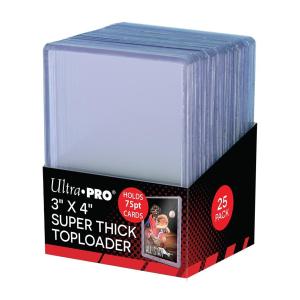 ウルトラプロ Ultra Pro トップローダー レギュラーサイズ （クリア） 75pt 2mm厚用 25枚入りパック (#81347)｜cardfanatic