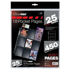 ウルトラプロ Ultra Pro 18ポケット シート 3穴　(両面仕様、25枚入り) #83675　| Ultra PRO Silver Series 18-Pocket Pages (25 count retail pack)｜cardfanatic