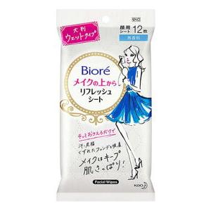 ビオレ　メイクの上からリフレッシュシート　無香料　携帯用　12枚　花王(　さっぱりシート　リフレッシュ　女性用シート　暑さ対策　)　メール便　あわせ買い｜careplus