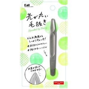 毛抜き　先が丸い毛抜き　シルバー　貝印　(　毛抜き　ツイーザー　ムダ毛処理　眉毛抜き　先丸　日本製　...