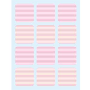 高齢者 衣料品 お名前シール24P アイロン不要　洗濯タグ用お名前 コットンシール（24シール入）ストライプピンク柄