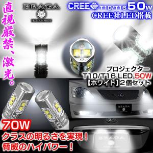 T10/T16 ベンツ/BMW/ミニ 50W CREE製LEDプロジェクターバルブホワイト2個/白70Wクラスの光を実現