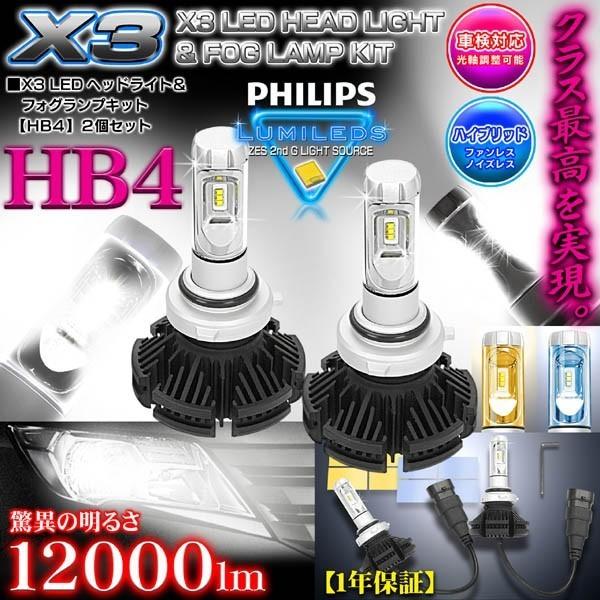 最新版/エスティマ/オーパ/ハイエース/HB4/X3 PHILIPS 12000LM/LEDヘッドラ...